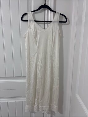 Classic White Lace-Trim Slip Dress